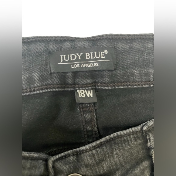 NEW WITH TAGS Judy Blue Black Buffalo Plaid Patch Skinny SIZE 18W - Picture 8 of 16